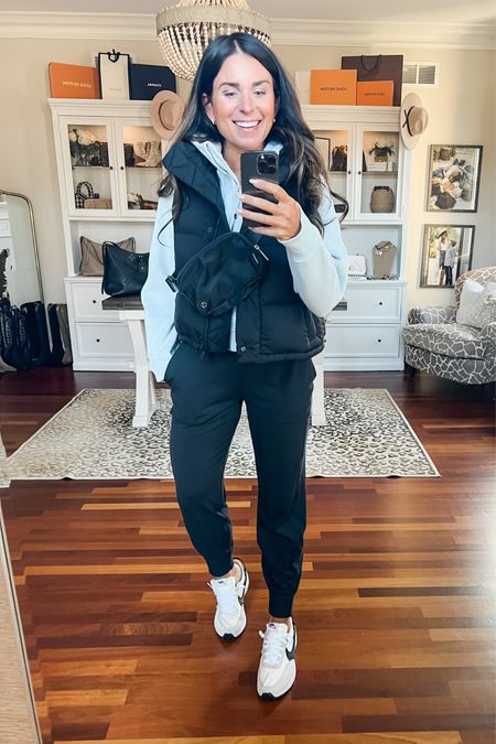 Comfy on the go look layered travel outfit lululemon joggers 

#LTKfit #LTKtravel #LTKstyletip