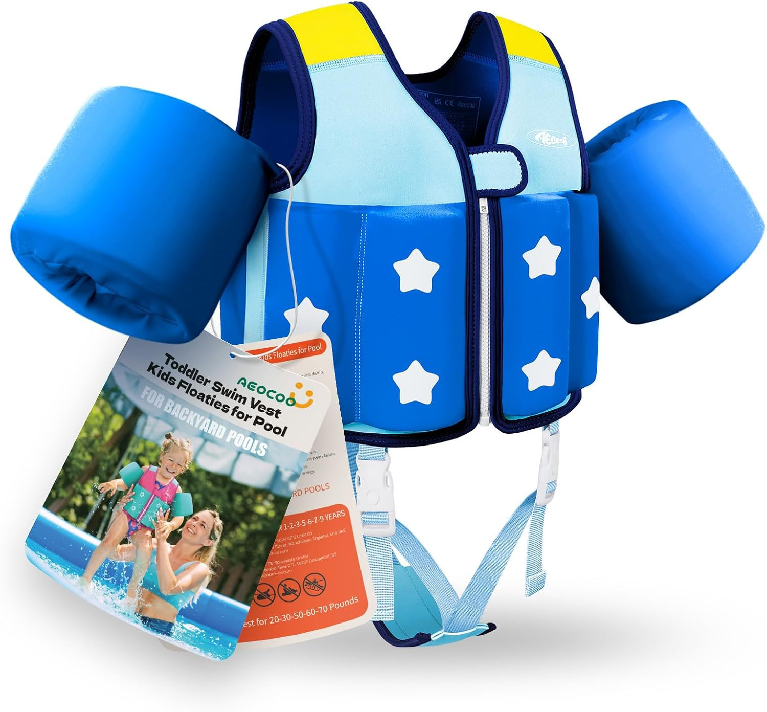 Toddler Swim Vest with Crotch Strap, Puddle Floaties Jumper for Pool | Amazon (US)