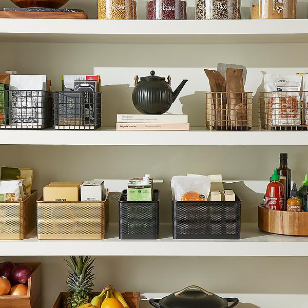 The Container Store Wide Maddox Wire Grid Bin Black | The Container Store