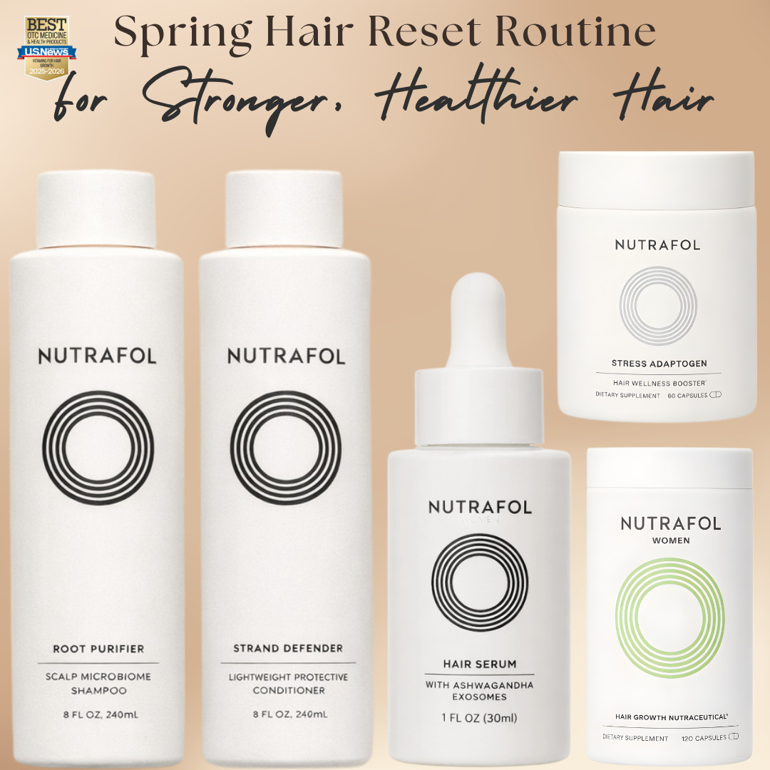 @Nutrafol Spring Sale - March 12-15!

Spring Hair Reset Routine ☀️  Stronger, Healthier Hair

Spring is the perfect time for a hair reset. Look Better, Feel Better, and give your scalp the support it needs for stronger, healthier hair growth.

If your hair feels dry, dull, or like it's shedding more than usual after winter, this Nutrafol routine focuses on scalp health first, which is the foundation for thicker, healthier hair.

Even better — Nutrafol is part of the March LTK Spring Sale, making it the perfect time to start a hair wellness routine.

Products in this routine:
• Nutrafol Root Purifier Scalp Microbiome Shampoo
• Nutrafol Strand Defender Lightweight Protective Conditioner
• Nutrafol Hair Serum with Ashwagandha Exosomes
• Nutrafol Women Hair Growth Nutraceutical
• Nutrafol Stress Adaptogen Hair Wellness Booster

This routine helps support:
✔ scalp microbiome balance
✔ stronger hair follicles
✔ hair density and thickness
✔ stress-related shedding
✔ healthier hair growth cycles

Perfect if you're dealing with hair thinning, seasonal shedding, stress hair loss, postpartum regrowth, or just want stronger, fuller hair for spring.

↓ Everything is linked! 

#LTKSpringSale #LTKBeauty #LTKselfcare