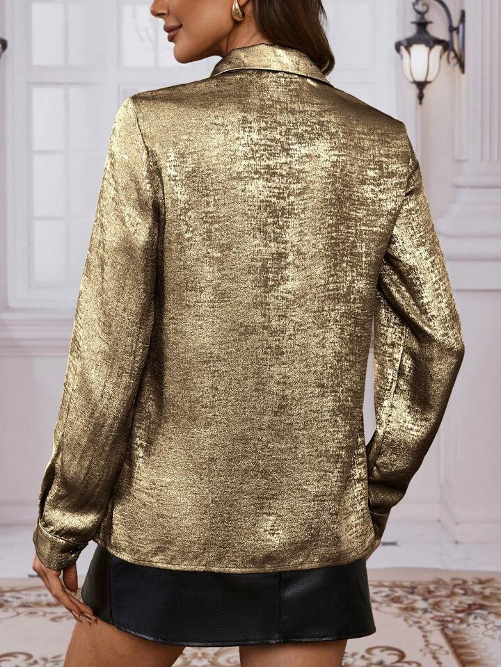 Solid Button Front Shirt | SHEIN