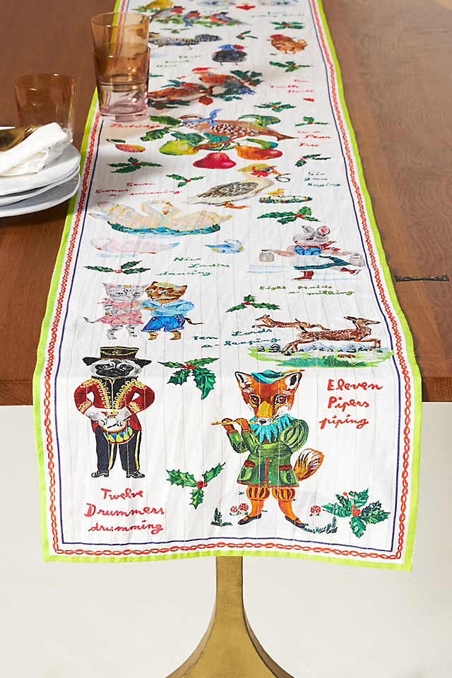 Nathalie Lete 12 Days of Christmas Table Runner | Anthropologie (US)