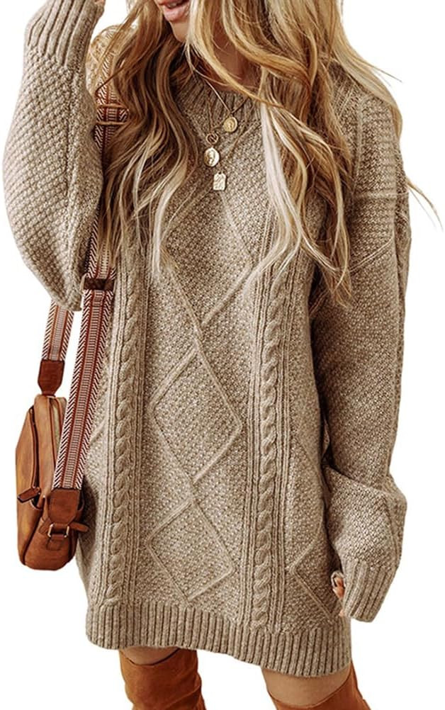 Kinghua Sweater Dress for Women Fall Winter Cable Knit Cute Short Dresses | Amazon (US)