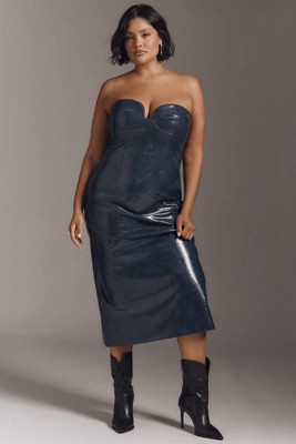 Mare Mare Faux Leather Strapless Slim Midi Dress | Anthropologie (US)