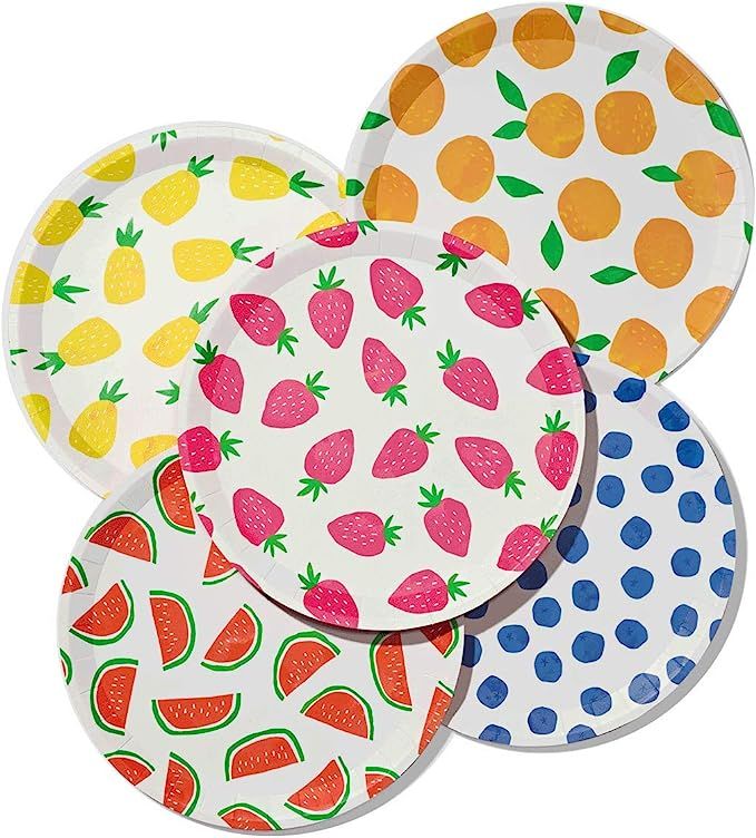 Coterie Fruit Paper Plates - Cute Party Plates For Summer Party, Kids Birthday, Tutti Fruitti Par... | Amazon (US)