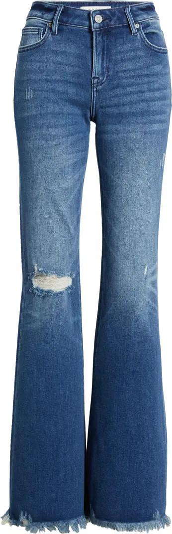 HIDDEN JEANS Ripped Mid Rise Flare Jeans | Nordstrom | Nordstrom