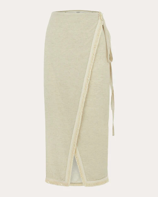Barley Linen Fringe Wrap Skirt | Olivela