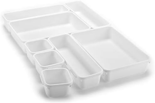 Interlocking Drawer Organizer Bins - Durable Plastic, Various Sizes for Custom Layout Design. Gre... | Amazon (US)