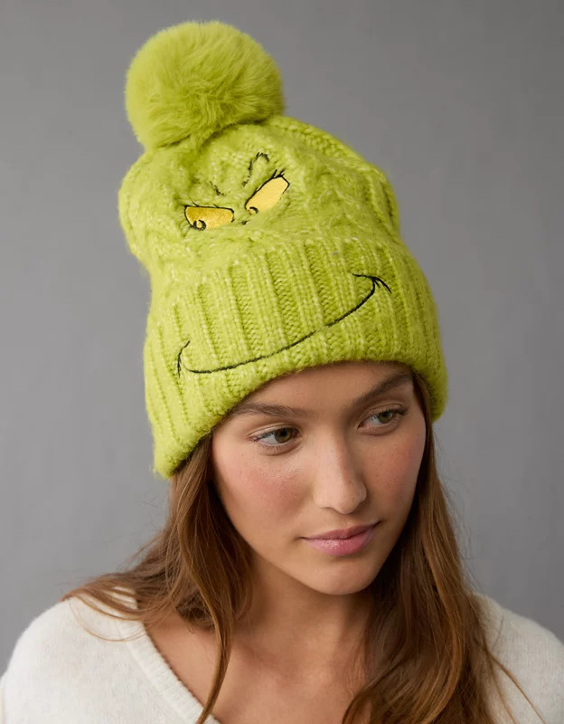 AE Grinch Cable-Knit Beanie | American Eagle Outfitters (US & CA)