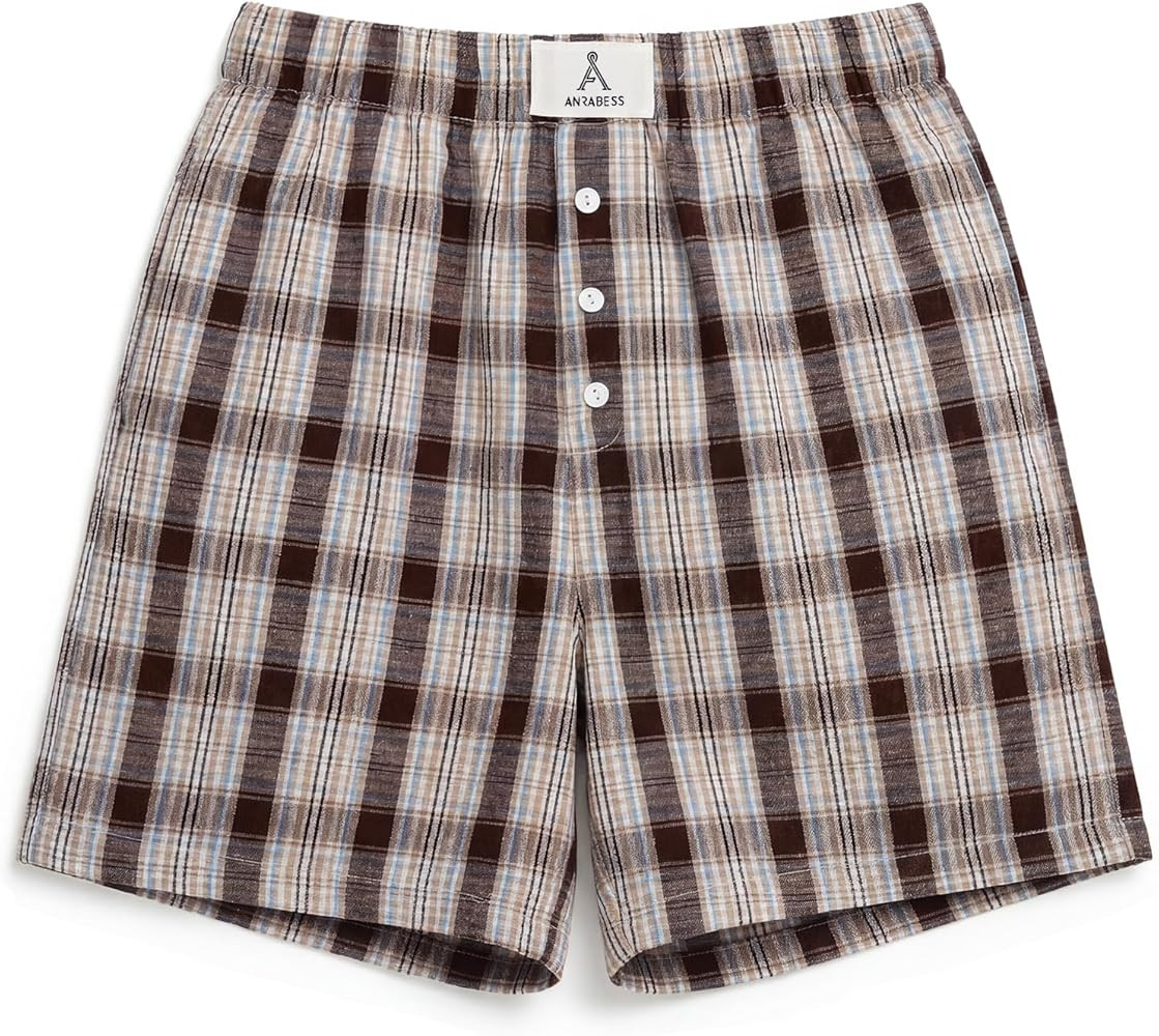 ANRABESS Shorts for Women 2026 Summer Casual Lounge Pajama Sleep Gingham Boxer Shorts Soft Comfy ... | Amazon (US)
