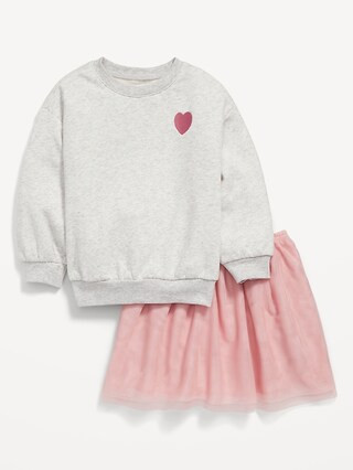 French-Terry Sweatshirt and Tulle Tutu Skirt for Toddler Girls | Old Navy (US)