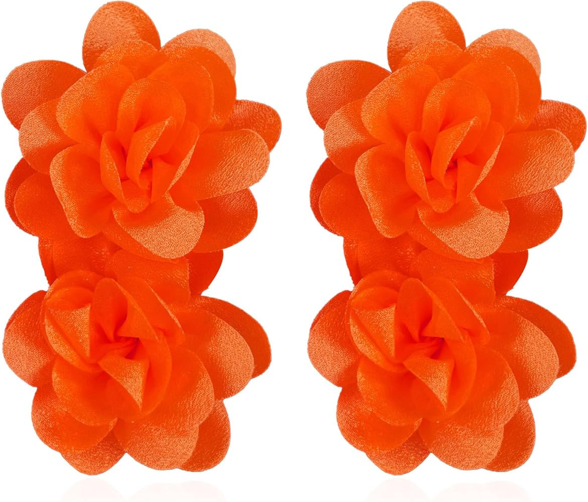 Big Flower Drop Earrings for Women Long Fabric Floral Dangle Earrings Bohemian Exaggerated Statem... | Amazon (US)