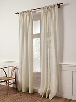 Solino Home Linen Sheer Curtain – 52 x 72 Inch Light Natural Rod Pocket Window Panel, 100% Pure... | Amazon (US)