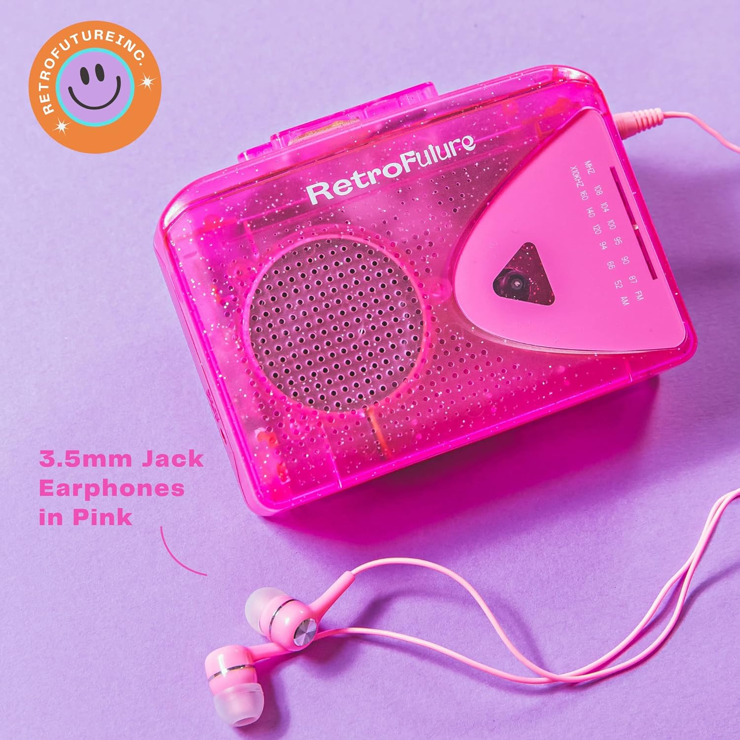 RetroFutureInc Portable Pink Cassette Tape Player FM AM Radio with Stereo Speakers 2AA Battery Po... | Amazon (US)