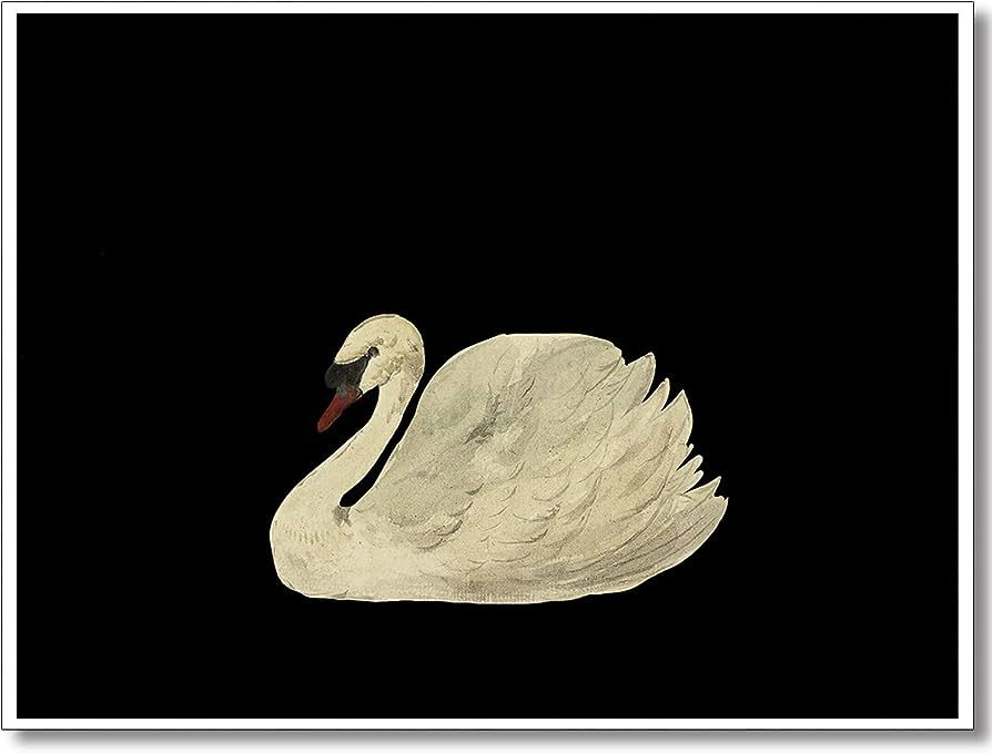 Yaasilinage Antique Swan Canvas Wall Art, Mute Watercolor Animal Pictures, Elegant Swan Art Print... | Amazon (US)