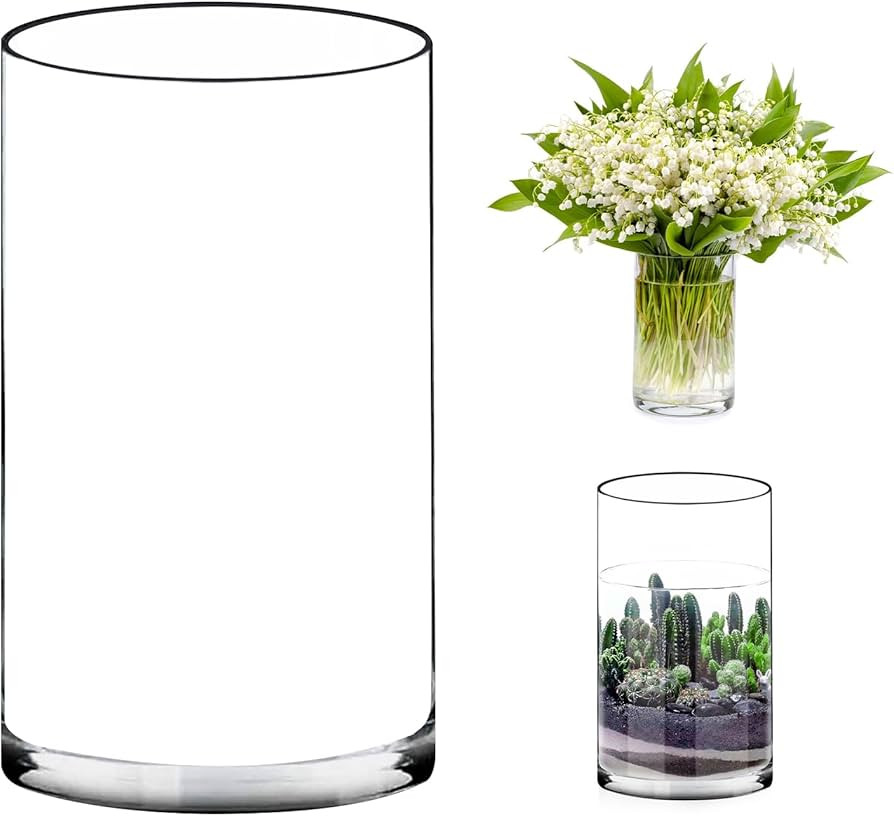 Clear Glass Cylinder Vase，Multiple Size Choices Glass Flower Vase Centerpieces，Hurricane Floa... | Amazon (US)