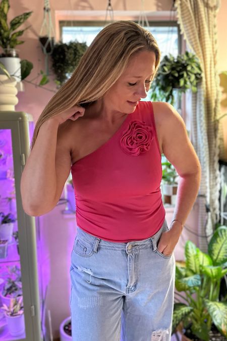 One shoulder top with rosette detail. Date night outfit, girls night outfit, affordable fashion 

#LTKFestival #LTKstyletip #LTKfindsunder50