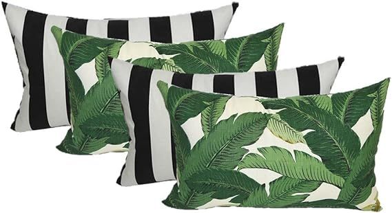 Set of 4 Indoor / Outdoor Decorative Lumbar / Rectangle Pillows - 2 Made with Tommy Bahama Swayin... | Amazon (US)