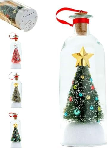 JAKYE Christmas Tree Message In A Bottle, Recordable Christmas Ornament, Snowy Scene in Nostalgic... | Amazon (US)