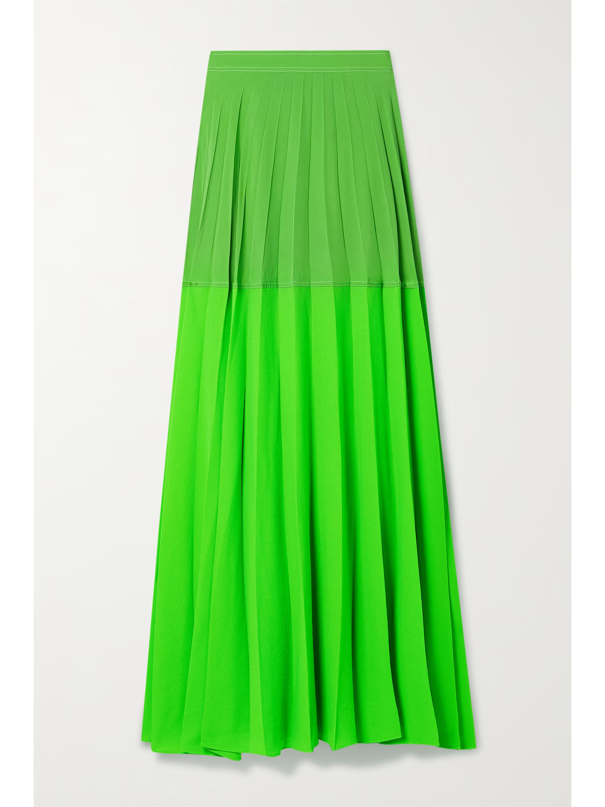Christopher John Rogers - Pleated Color-block Wool-blend Maxi Skirt - Green - US2 | NET-A-PORTER APAC