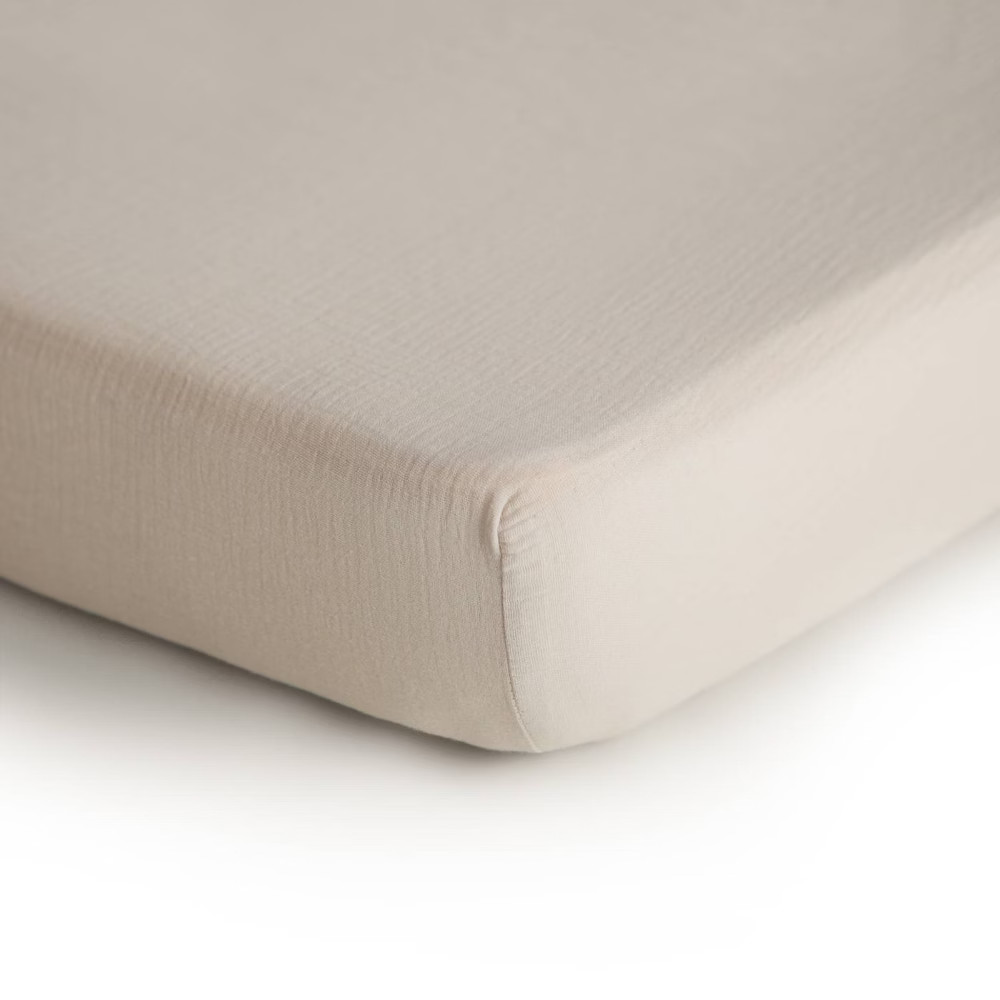 Mushie Extra Soft Muslin Crib Fitted Sheet - Fog | Target
