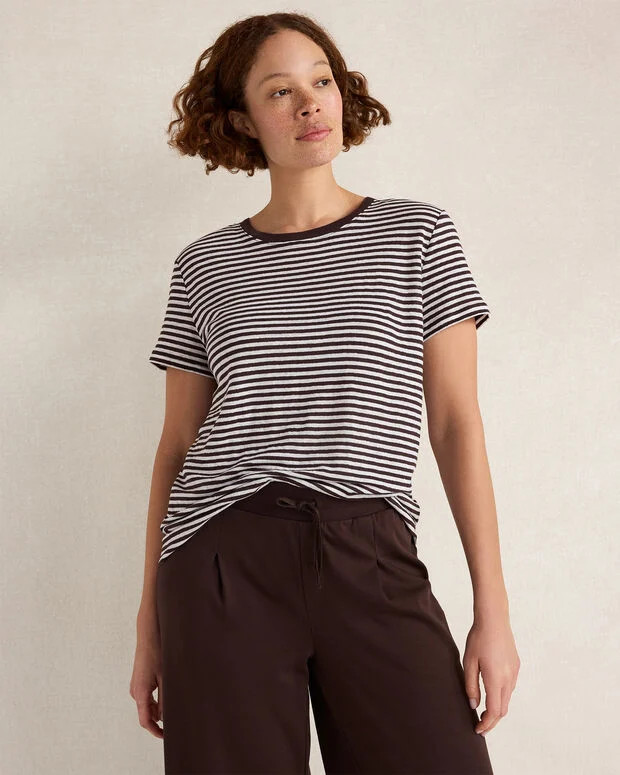 Linen Striped Short Sleeve Tee | Talbots