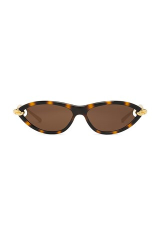 Bottega Veneta New Knot Sunglasses in Havana, Gold, & Brown from Revolve.com | Revolve Clothing (Global)