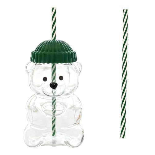 2025 New glass bear cup Bear Straw Cup, 20oz Cute Bears Glass Tumbler with Reusable Straw - Cute Animal Mug for Hot and Cold Drinks, Smoothies, Water, Juice, Travel & Gifts | Amazon (US)