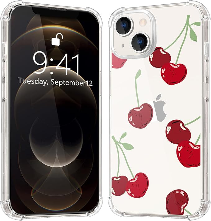 JOYLAND Red Cherry Fruit Pattern Clear Case Compatible with iPhone 14,Girly Transparent Soft TPU ... | Amazon (CA)