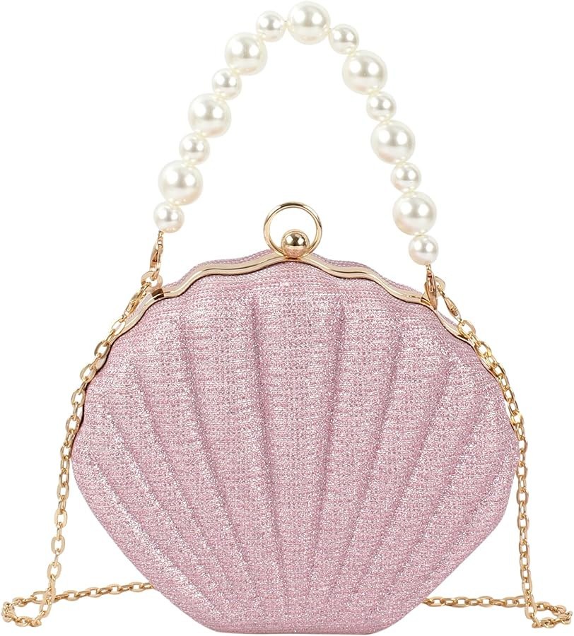 Women Seashell Evening Bag Purse Mermaid Chain Strap Clutch Handbag Shoulder Bag | Amazon (US)
