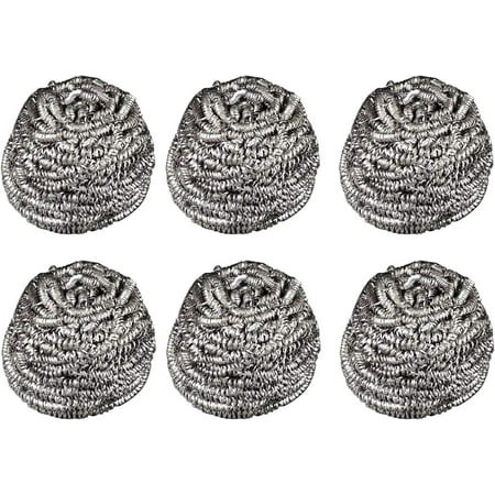 6 Pack Stainless Steel Scourer Steel Wool Scouring Pads Powerful Dish Washing Scrubbers for Removing | Walmart (US)