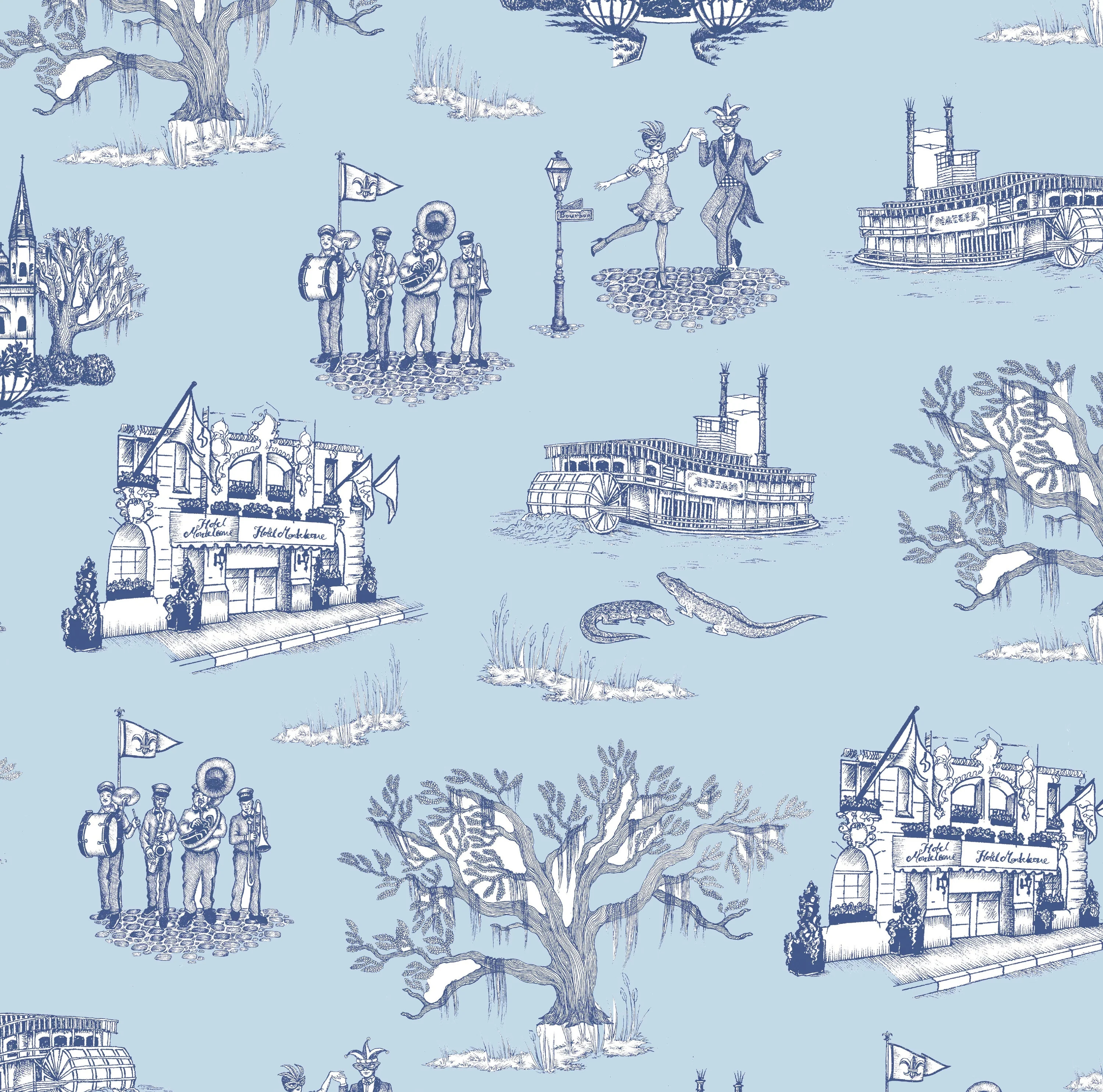 New Orleans Toile Traditional Wallpaper | Katie Kime Inc