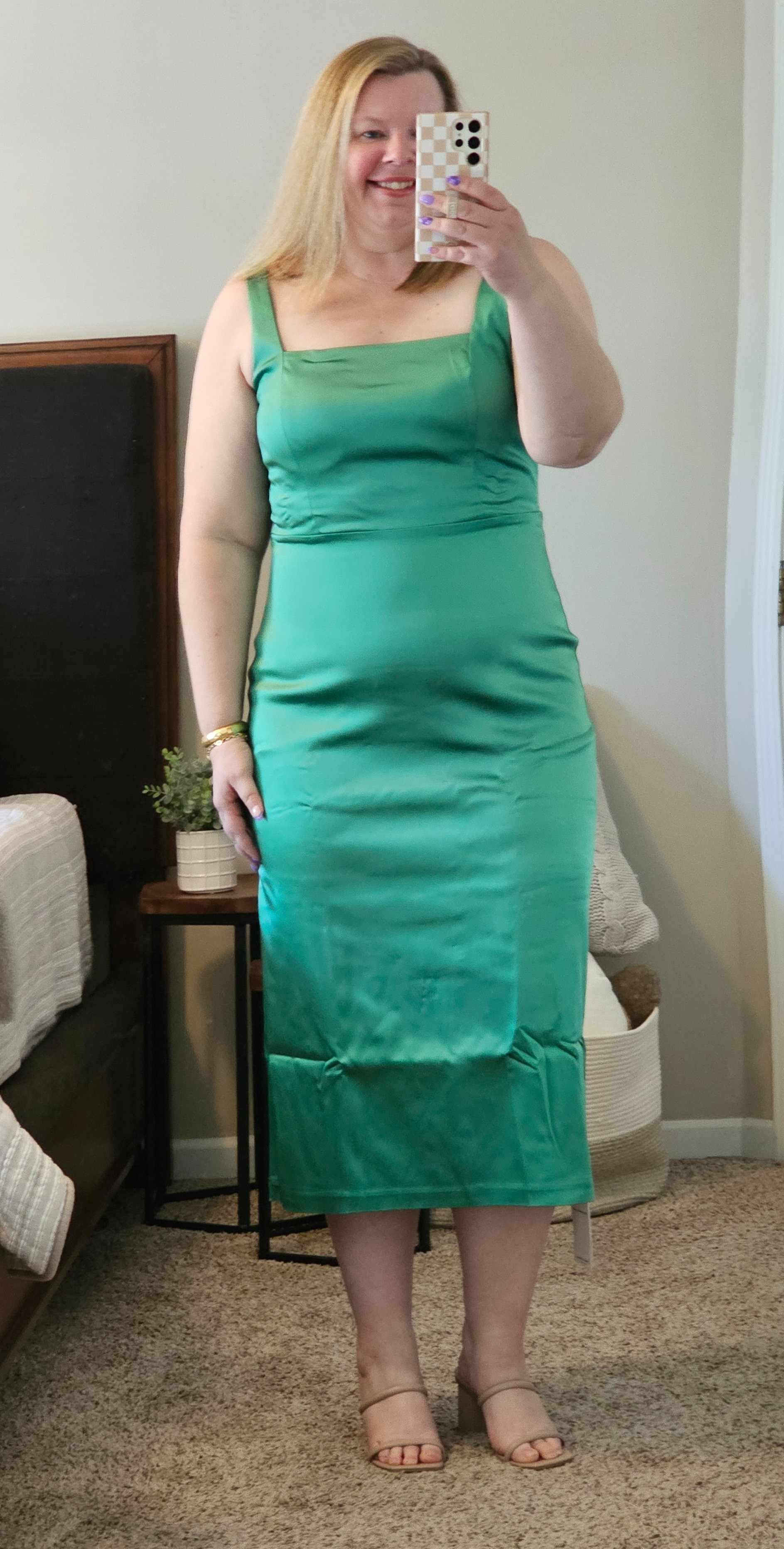 This satin dress has a little bit of stretch and comes in multiple colors. Perfect for a wedding or shower. 

#LTKover40 #LTKSpringSale #LTKwedding