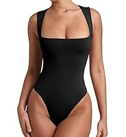 REORIA Butsmooth® - Camiseta básica sin mangas con cuello cuadrado y doble forro para mujer, es... | Amazon (US)