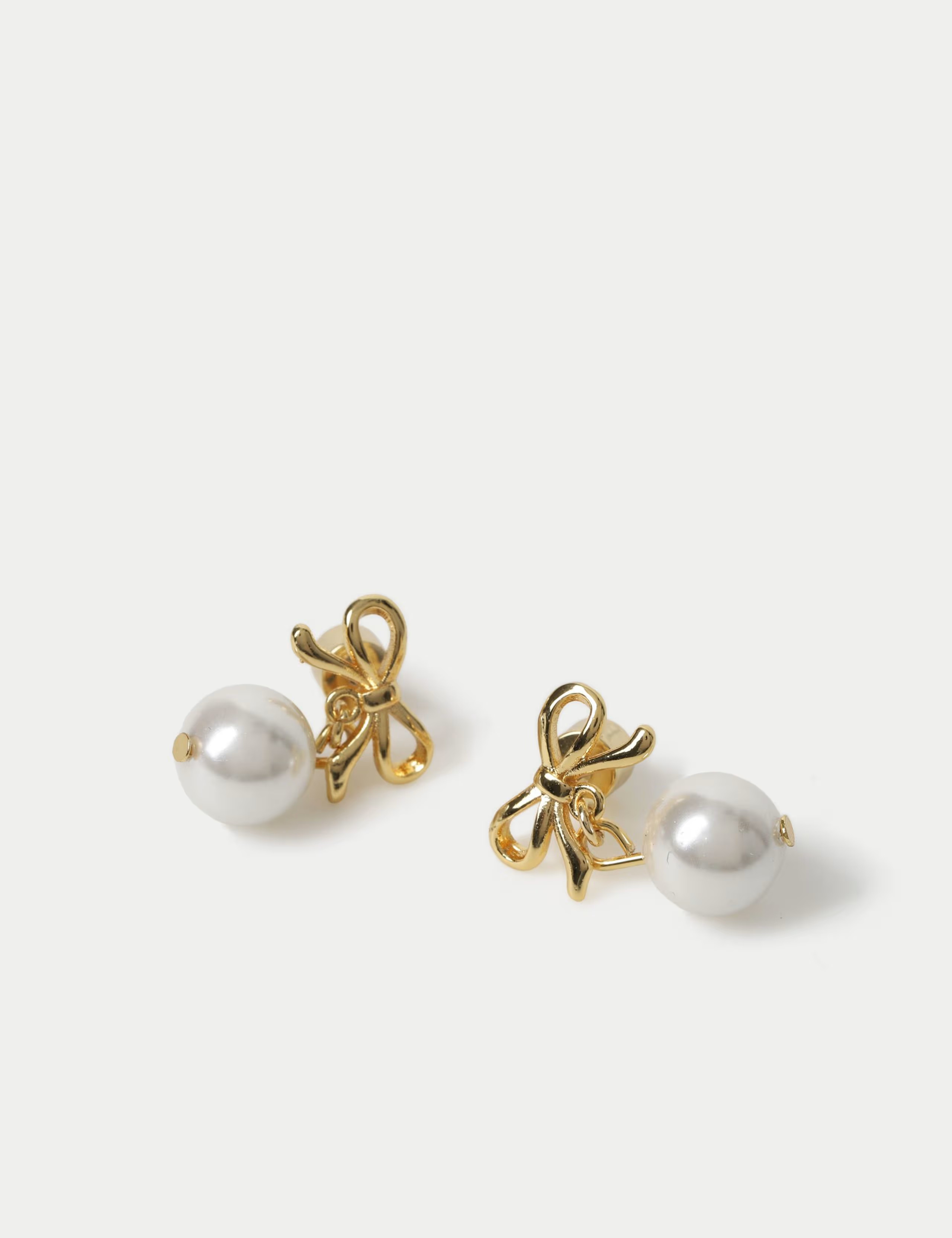 14ct Gold Plated Pearl and Bow Earrings | Marks & Spencer (UK)