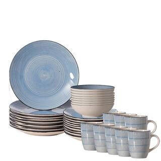 32-Piece Ceramic Dinnerware Set for 8-Person, Mugs, Salad, Dinner Plates, Bowls Sets, Dishwasher Microwave Safe, Blue | The Home Depot