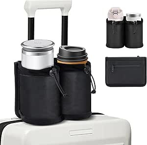 Luggage Cup Holder for Suitcases,Travel Must Haves,Free Hand Drinks Carrier Coffee Mugs Holder,Un... | Amazon (US)