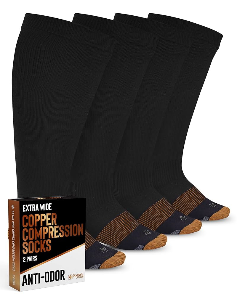 Doctor's Select Copper Plus Size Compression Socks Wide Calf - 2 Pairs | 20-30mmHg Extra Wide Cal... | Amazon (US)