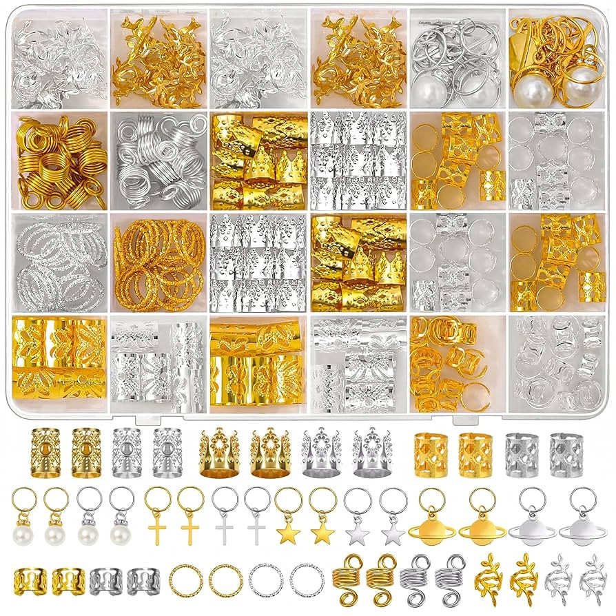 296PCS Hair Jewelry for Braids, Gold & Silver Hair Cuffs Charms Braid Jewelry Metal Hair Clips fo... | Amazon (US)