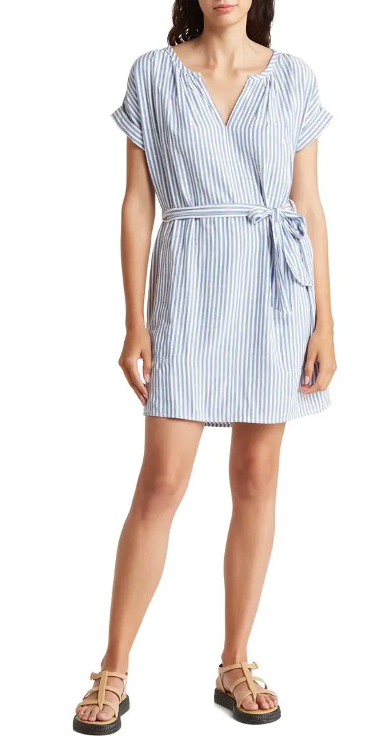Stripe Short Sleeve Tie Waist Dress | Nordstrom Rack