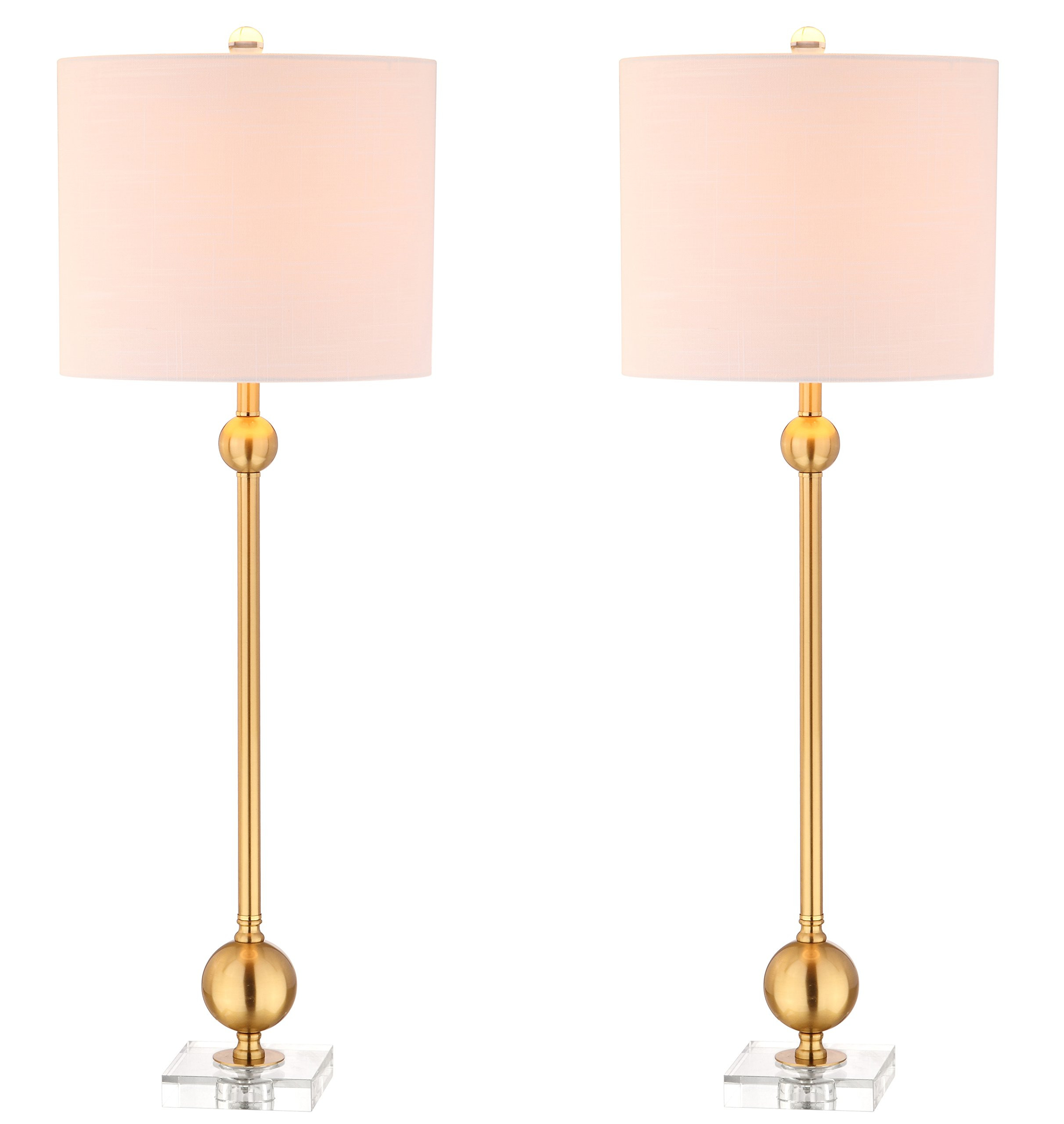 JONATHAN Y 34.75" Brass Metal LED Table Lamp Set of 2 with Crystal Base, Mid-Century Modern Sputn... | Amazon (US)