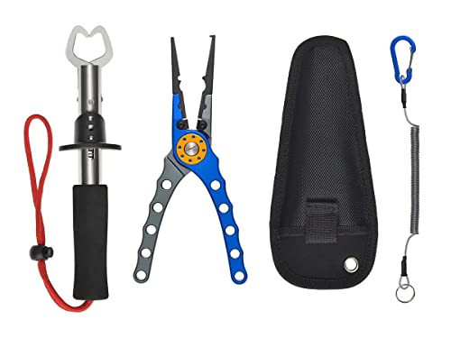 Monoprice Stainless Steel Fishing Pliers, Corrosion Resistant, Multipurpose Fish Pliers, Hook Remover, with Fish Lip Gripper, Lanyard, and Carrying Case - Pure Outdoor Collection | Amazon (US)