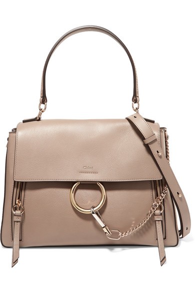 Chloé - Faye Day Large Textured-leather Shoulder Bag - Gray | NET-A-PORTER (UK & EU)