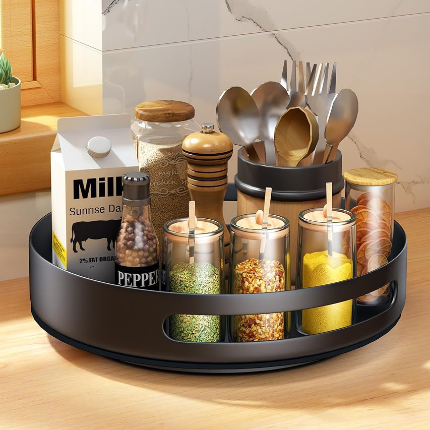 Lazy Susan Organizer Metal Steel Turntable 12 inch, SAYZH Rotating Spice Racks for Pantry Cabinet... | Amazon (US)