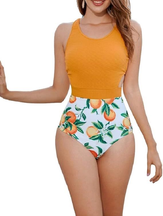 MOLYBELL One Piece Swimsuits for Women High Waisted Bathing Suit Monokini Floral Print Cutout Rac... | Amazon (US)