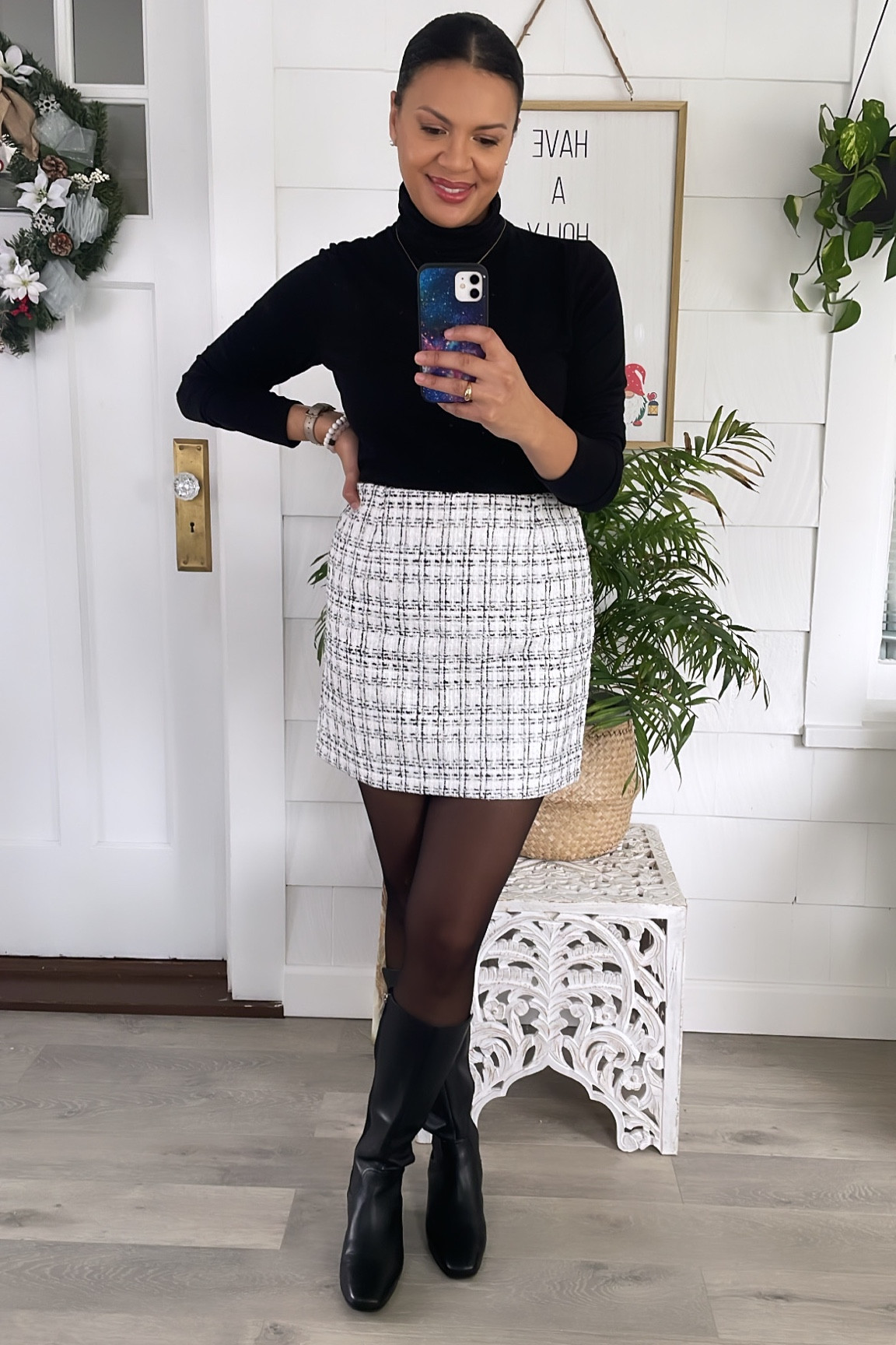 Tweed skirt from Amazon. Comes in many different patterns. I am wearing size Large. Amazon finds, winter looks, winter outfits, winter skirt, amazon fashion

#LTKFind #LTKunder50 #LTKstyletip