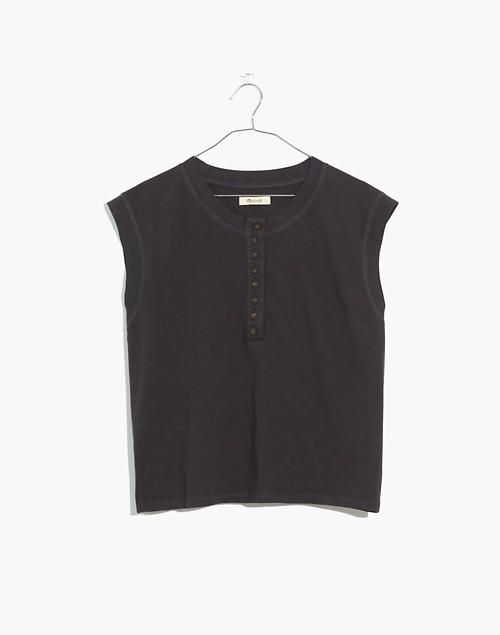 Garment-Dyed Henley Muscle Tee | Madewell