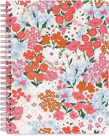 Ban.do Pink/Red Floral Rough Draft Mini Spiral Notebook, 9" x 7" with Pockets and 160 Lined Pages... | Amazon (US)