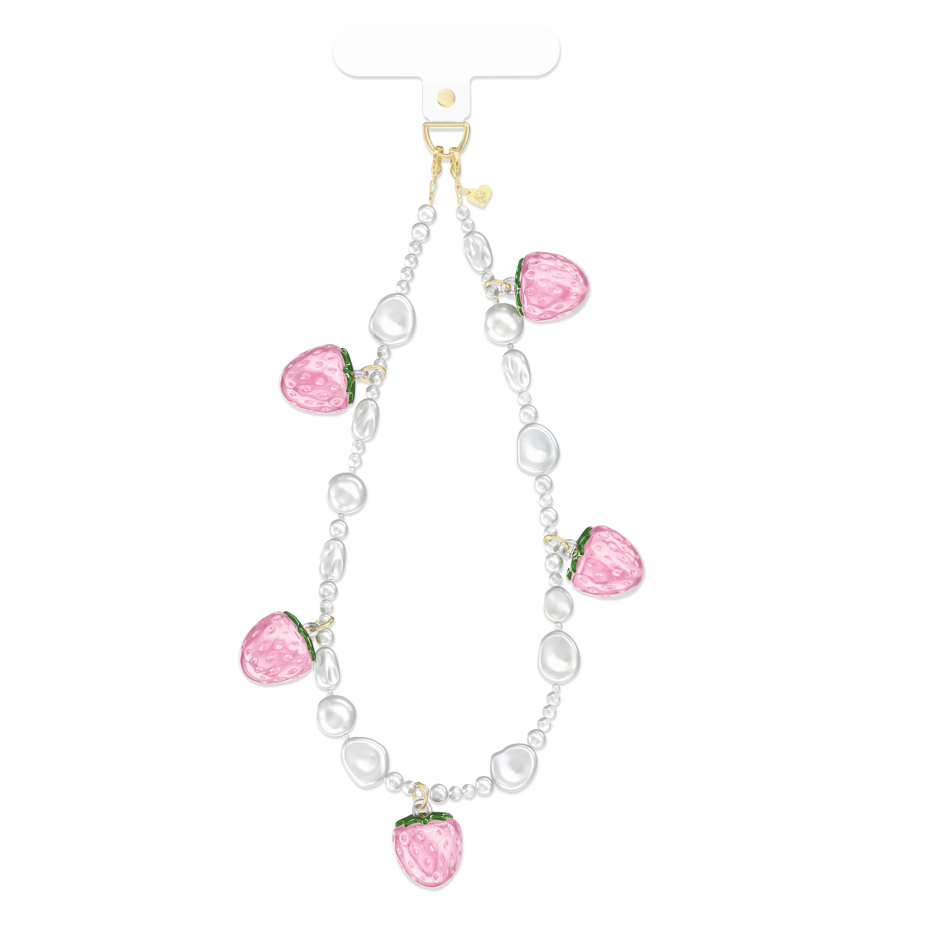 Strawberry Pearl Chain Phone Charm | Velvet Caviar