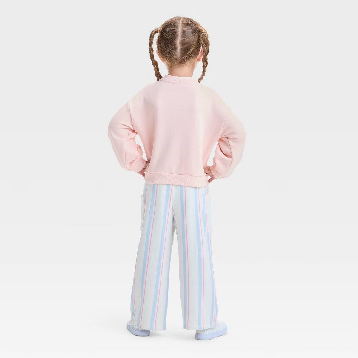 Toddler Girls' "Happy Heart" French Terry Valentine's Day Striped Pants Set - Cat & Jack™ Pink/... | Target